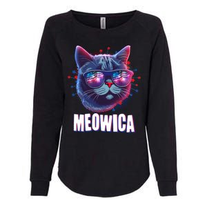 Funny 4th Of July Meowica Fireworks Cat Womens California Wash Sweatshirt