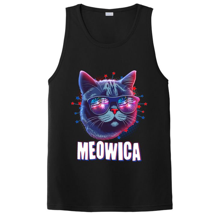 Funny 4th Of July Meowica Fireworks Cat PosiCharge Competitor Tank