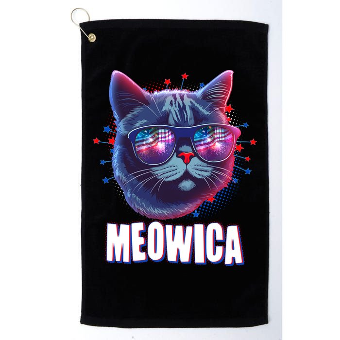 Funny 4th Of July Meowica Fireworks Cat Golf Towel