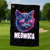 Funny 4th Of July Meowica Fireworks Cat Golf Towel
