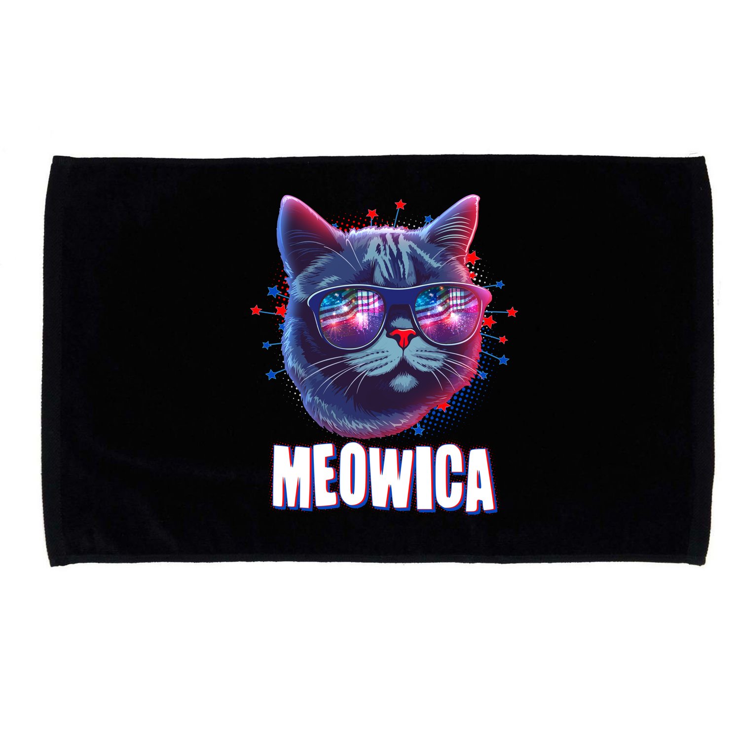 Funny 4th Of July Meowica Fireworks Cat Microfiber Hand Towel