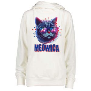 Funny 4th Of July Meowica Fireworks Cat Womens Funnel Neck Pullover Hood