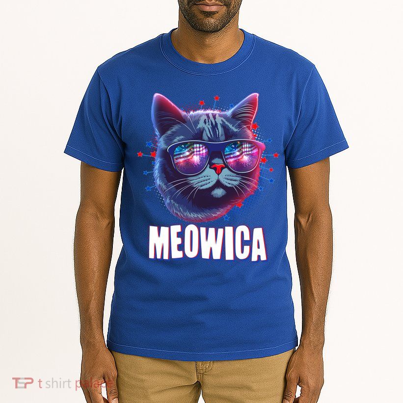 Funny 4th Of July Meowica Fireworks Cat Tall T-Shirt