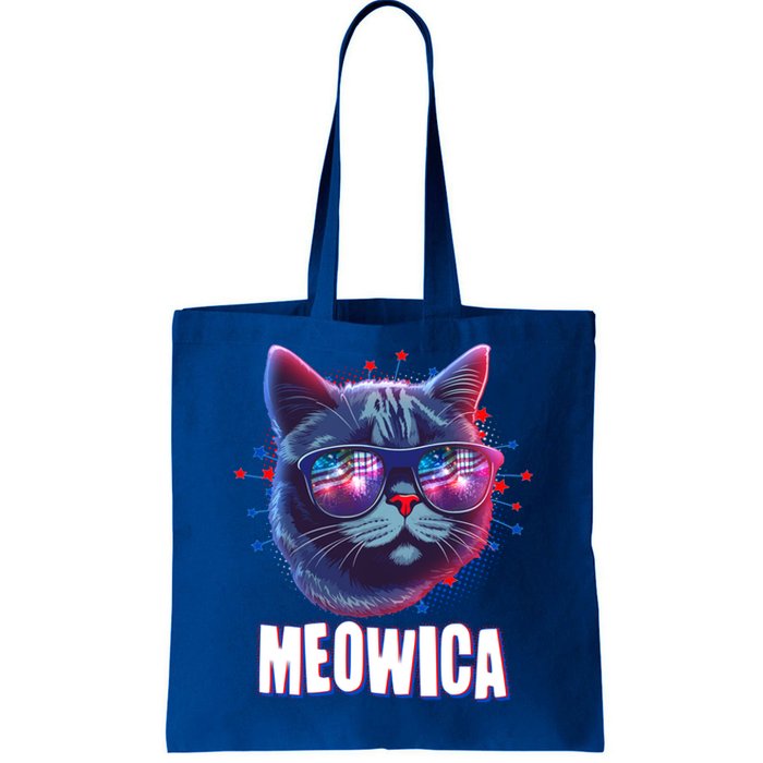 Funny 4th Of July Meowica Fireworks Cat Tote Bag