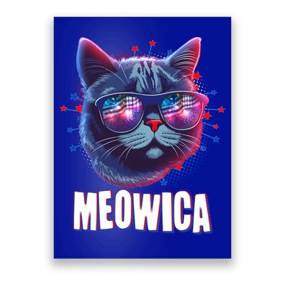 Funny 4th Of July Meowica Fireworks Cat Poster