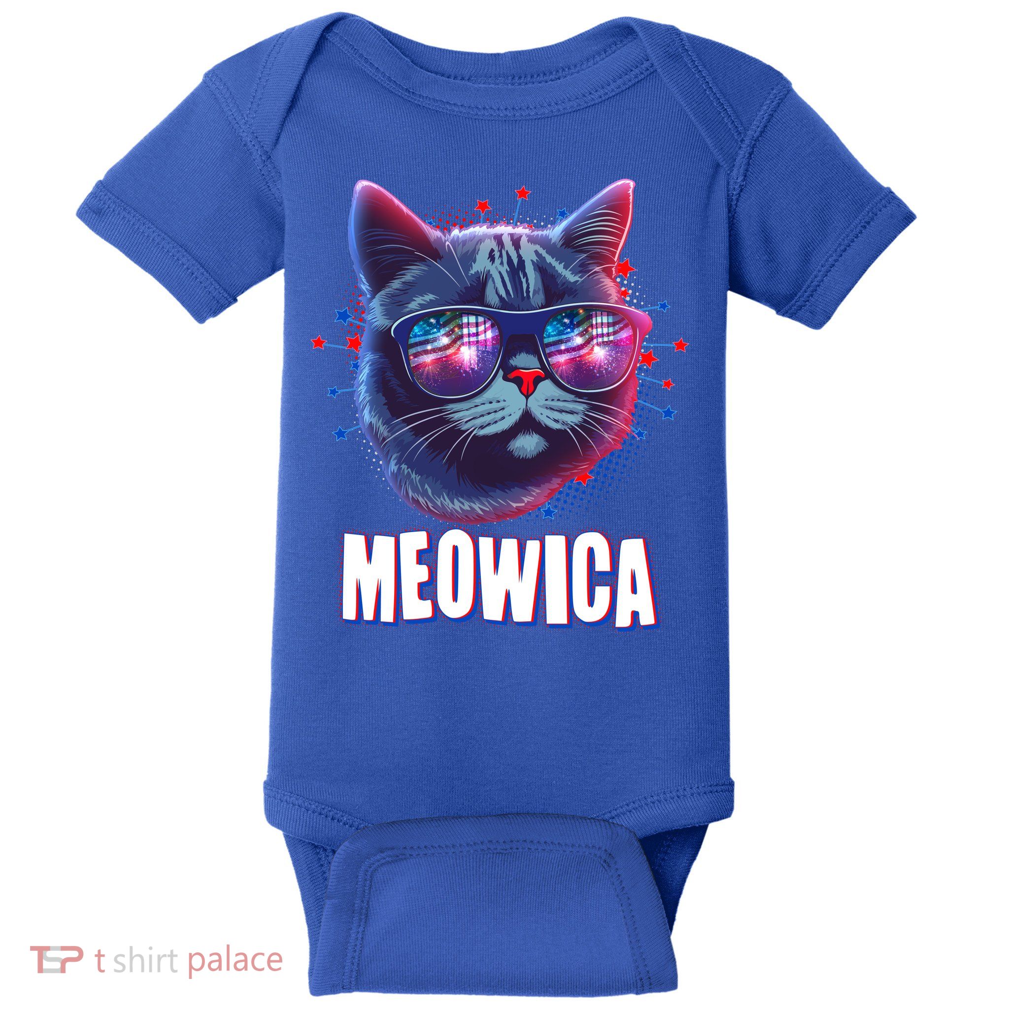 Funny 4th Of July Meowica Fireworks Cat Baby Bodysuit