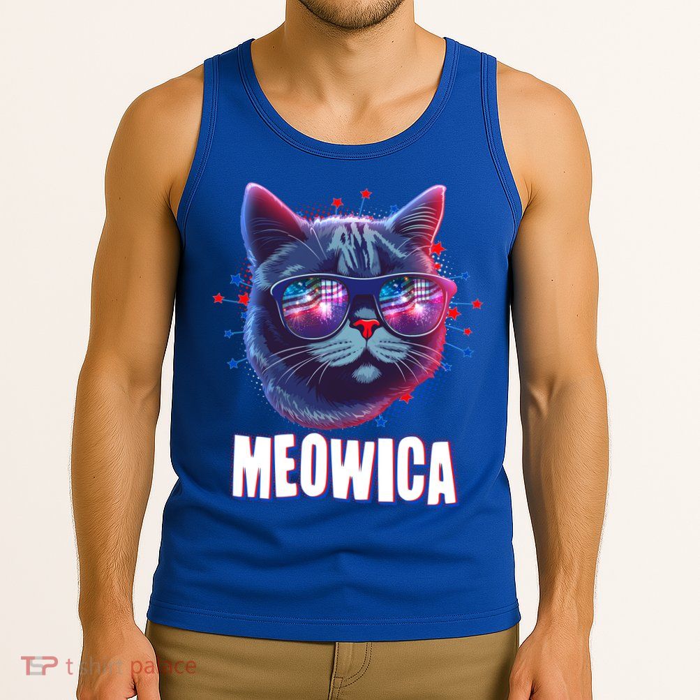 Funny 4th Of July Meowica Fireworks Cat Tank Top