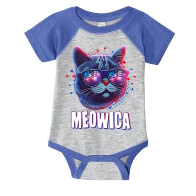 Funny 4th Of July Meowica Fireworks Cat Infant Baby Jersey Bodysuit