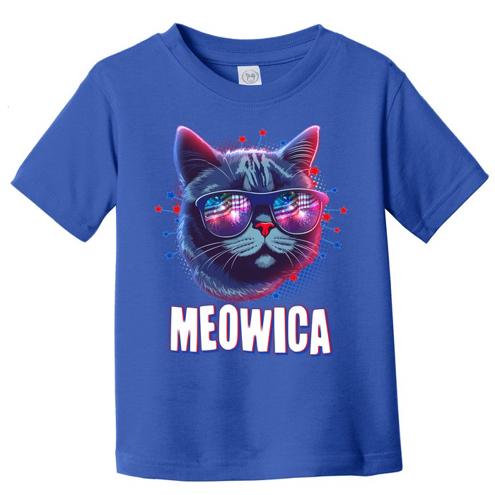 Funny 4th Of July Meowica Fireworks Cat Toddler T-Shirt