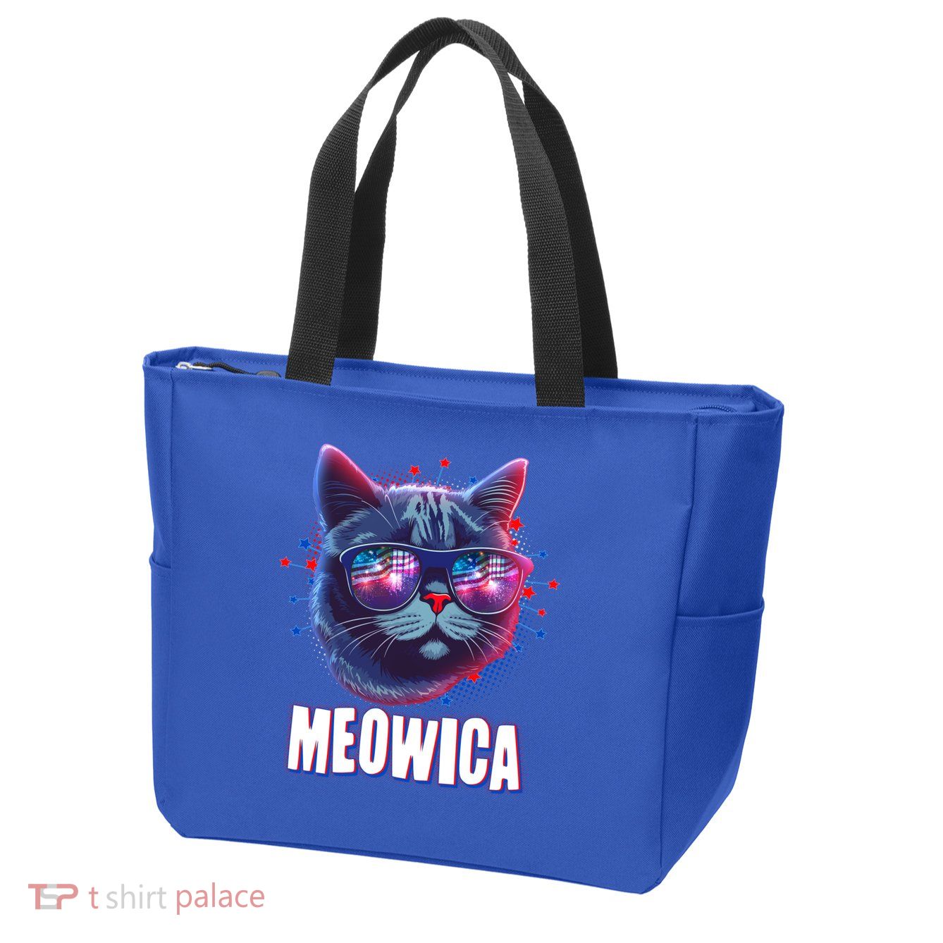 Funny 4th Of July Meowica Fireworks Cat Zip Tote Bag