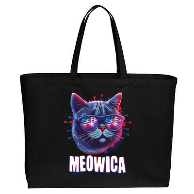 Funny 4th Of July Meowica Fireworks Cat Cotton Canvas Jumbo Tote