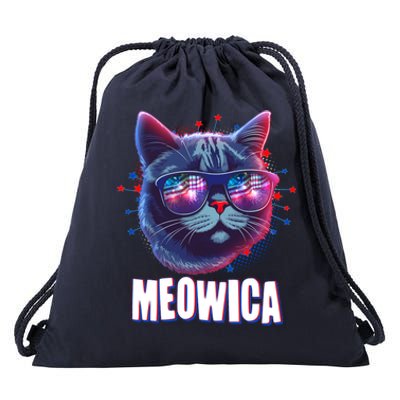 Funny 4th Of July Meowica Fireworks Cat Drawstring Bag