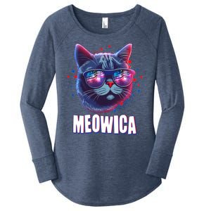 Funny 4th Of July Meowica Fireworks Cat Women's Perfect Tri Tunic Long Sleeve Shirt