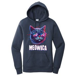 Funny 4th Of July Meowica Fireworks Cat Women's Pullover Hoodie