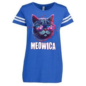 Funny 4th Of July Meowica Fireworks Cat Enza Ladies Jersey Football T-Shirt