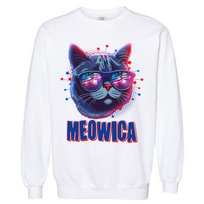 Funny 4th Of July Meowica Fireworks Cat Garment-Dyed Sweatshirt