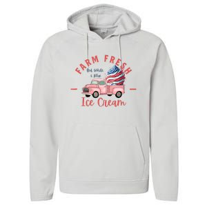 Fourth 4th Of July Matching Family Cute Farm Fresh Ice Cream Performance Fleece Hoodie