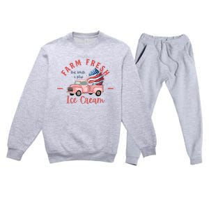 Fourth 4th Of July Matching Family Cute Farm Fresh Ice Cream Premium Crewneck Sweatsuit Set