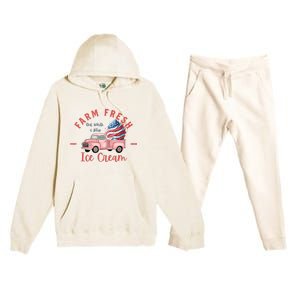 Fourth 4th Of July Matching Family Cute Farm Fresh Ice Cream Premium Hooded Sweatsuit Set