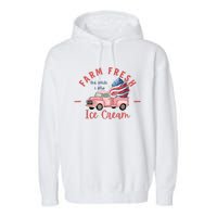 Fourth 4th Of July Matching Family Cute Farm Fresh Ice Cream Garment-Dyed Fleece Hoodie