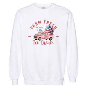 Fourth 4th Of July Matching Family Cute Farm Fresh Ice Cream Garment-Dyed Sweatshirt