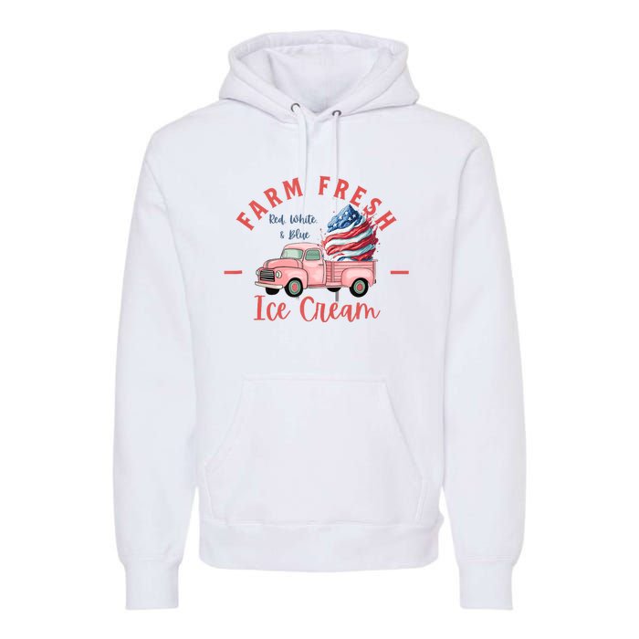 Fourth 4th Of July Matching Family Cute Farm Fresh Ice Cream Premium Hoodie