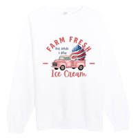 Fourth 4th Of July Matching Family Cute Farm Fresh Ice Cream Premium Crewneck Sweatshirt