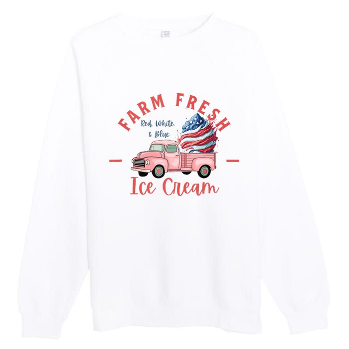 Fourth 4th Of July Matching Family Cute Farm Fresh Ice Cream Premium Crewneck Sweatshirt