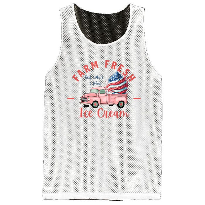 Fourth 4th Of July Matching Family Cute Farm Fresh Ice Cream Mesh Reversible Basketball Jersey Tank