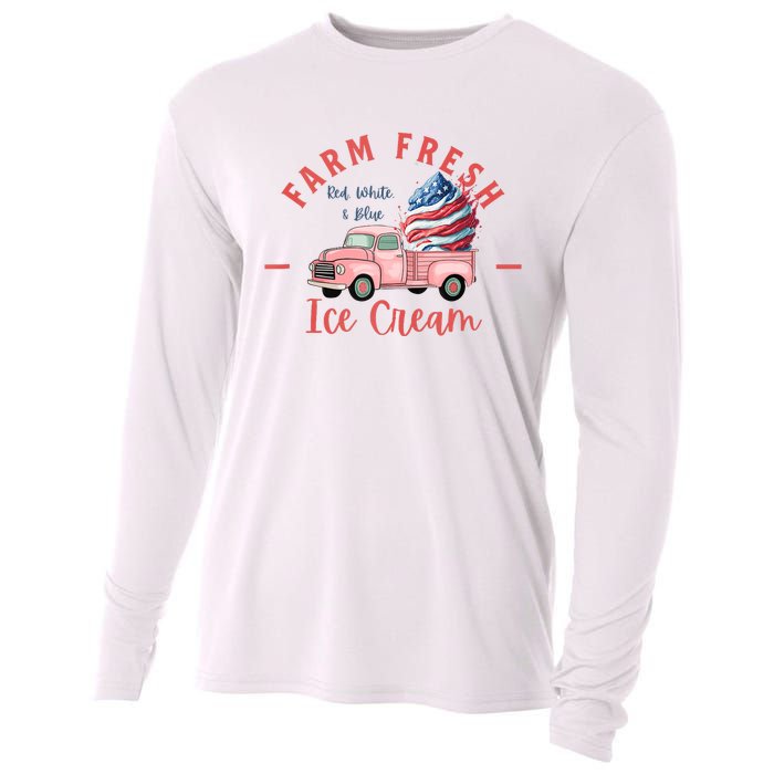 Fourth 4th Of July Matching Family Cute Farm Fresh Ice Cream Cooling Performance Long Sleeve Crew