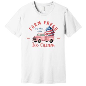 Fourth 4th Of July Matching Family Cute Farm Fresh Ice Cream Premium T-Shirt