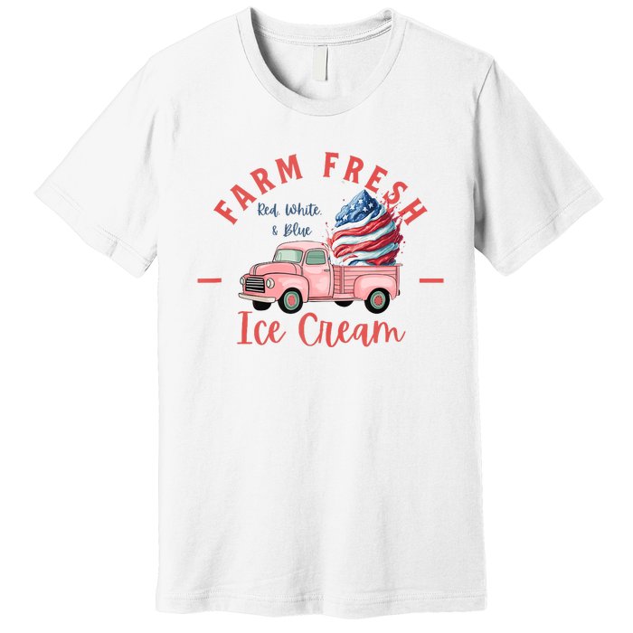 Fourth 4th Of July Matching Family Cute Farm Fresh Ice Cream Premium T-Shirt