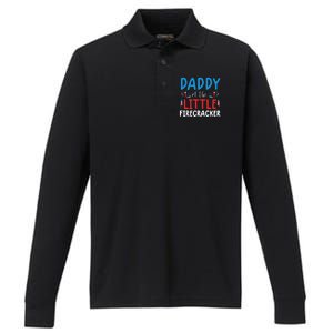 funny 4th of july for daddy little firecracker Performance Long Sleeve Polo