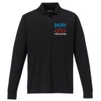 funny 4th of july for daddy little firecracker Performance Long Sleeve Polo