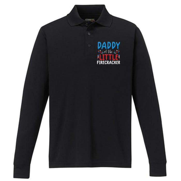 funny 4th of july for daddy little firecracker Performance Long Sleeve Polo