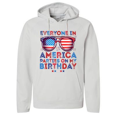 Funny 4th Of July Birthday Independence Day Performance Fleece Hoodie