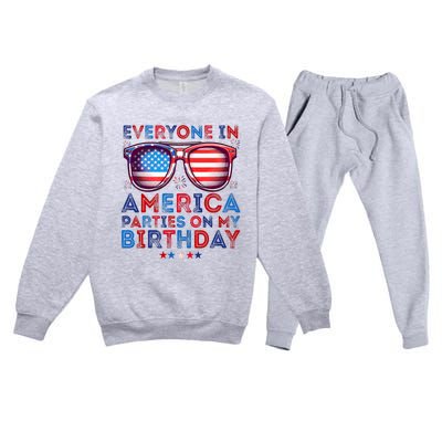 Funny 4th Of July Birthday Independence Day Premium Crewneck Sweatsuit Set