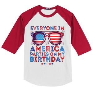 Funny 4th Of July Birthday Independence Day Kids Colorblock Raglan Jersey