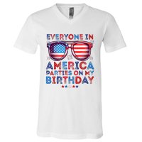 Funny 4th Of July Birthday Independence Day V-Neck T-Shirt