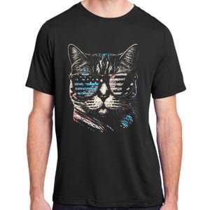 Fourth 4th of July Cat American Flag America Patriotic Funny Adult ChromaSoft Performance T-Shirt