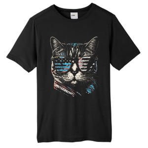 Fourth 4th of July Cat American Flag America Patriotic Funny Tall Fusion ChromaSoft Performance T-Shirt