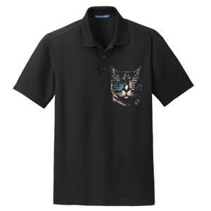 Fourth 4th of July Cat American Flag America Patriotic Funny Dry Zone Grid Polo