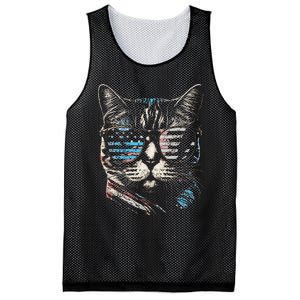 Fourth 4th of July Cat American Flag America Patriotic Funny Mesh Reversible Basketball Jersey Tank