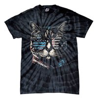 Fourth 4th of July Cat American Flag America Patriotic Funny Tie-Dye T-Shirt