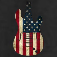 Funny 4th Of July American Flag Guitar Patriotic Gift 7 Panel Mesh Trucker Snapback Hat