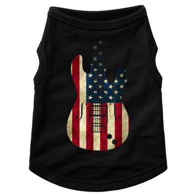 Funny 4th Of July American Flag Guitar Patriotic Gift Doggie Tank