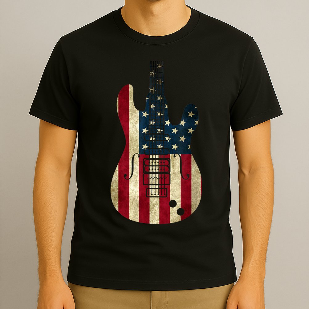 Funny 4th Of July American Flag Guitar Patriotic Gift T-Shirt