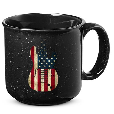 Funny 4th Of July American Flag Guitar Patriotic Gift 15oz Campfire Ceramic Mug