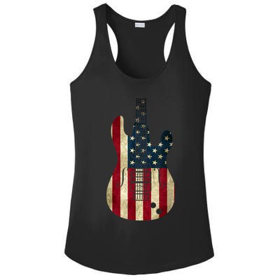 Funny 4th Of July American Flag Guitar Patriotic Gift Ladies PosiCharge Competitor Racerback Tank