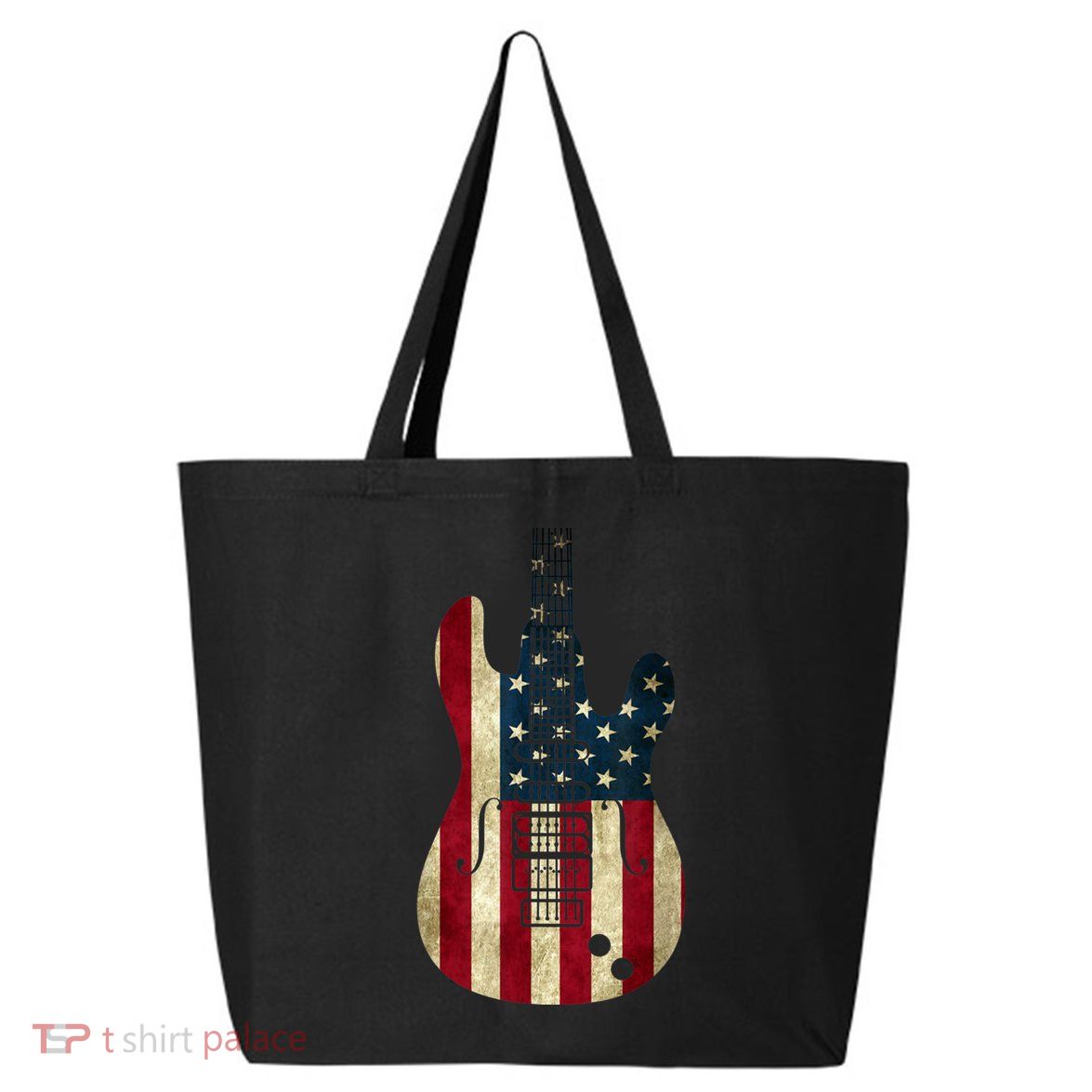 Funny 4th Of July American Flag Guitar Patriotic Gift 25L Jumbo Tote